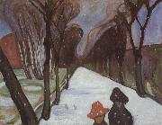 Edvard Munch Snow street painting